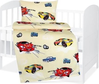 BELLATEX Obliečky detské Agáta 90/027 pretekárske autá, žlté, 90 × 135, 45 × 60