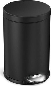 Simplehuman pedálový odpadkový kôš – 4,5 l, okrúhly, matná čierna oceľ