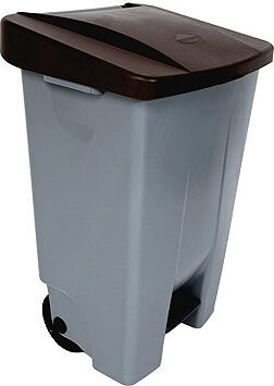 Denox Nášľapný odpadkový kôš na triedený odpad 120 l, hnedé veko, plastový s kolieskami