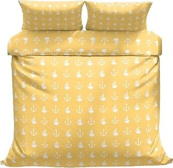 Kaptan Krepové povlečení Žlutá kotva 140 × 200, 70 × 90 cm