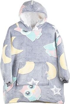 Verk 24305 Svietiaca plyšová mikina s kapucňou sova – pre deti sivá