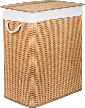 G21 Kôš na bielizeň 105 l s rozdeľovačom, bambusový s bielym košom