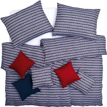 SCANquilt obliečky JERSEY prúžky modročervená 140 × 200/70 × 90 cm