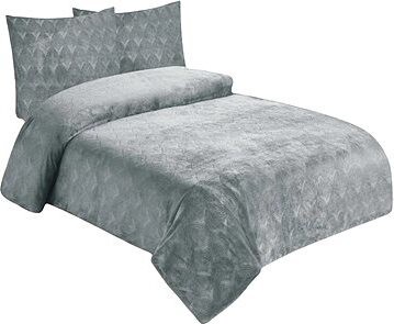 Jahu Obliečky mikroflanel štruktúra Listy svetlosivé 140 × 200, 70 × 90 cm