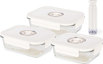 COMPACTOR 3 dílná sada skleněných vakuovacíh dóz Aspifresh s pumpou Compactor