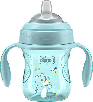CHICCO Hrnček Transition vzdelávací s držadlami 200 ml, teal