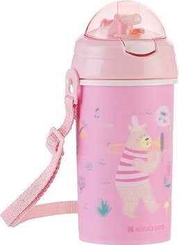 KikkaBoo Hrnček so silikónovou slamkou a popruhom Music Fest Pink