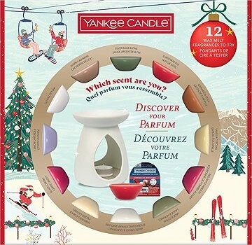 YANKEE CANDLE Vianočná súprava 2025 Aróma lampa a vonné vosky 12 × 22 g