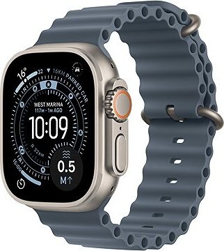 Apple Watch Ultra 3 49 mm Prírodný titán s oceľovo modrým oceánskym remienkom