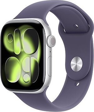 Apple Watch Series 11 Cellular 42 mm Strieborný hliník s hmlovo fialovým športovým remienkom – M/L