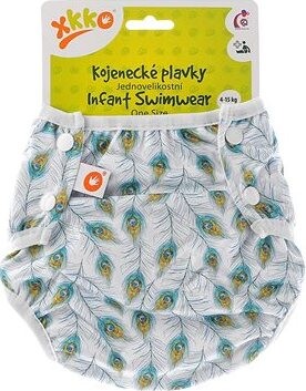 XKKO Jednoveľkostné dojčenské plavky Peacock Feathers