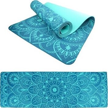 LIFEFIT YOGA MAT MANDALA DUO, 183 × 58 × 0,6 cm, tyrkysová