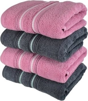 DOMMIO Stripe Súprava froté uterákov 50 × 90 cm 2 ks ružové, 2 ks sivé