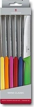 Victorinox Swiss Classic, nôž na paradajky/stolový nôž, 6 ks, 11 cm, vlnitý, mix