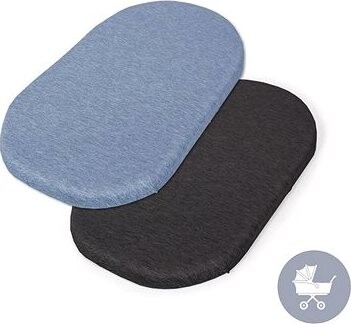 Ceba prestieradlo do kočíka 73 – 80 × 30 – 37 cm, 2 ks Dark Grey + Blue