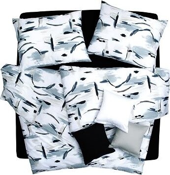 SCANquilt obliečky SATÉN TENCEL DESIGN japan bielosivočierna 140 × 200/70 × 90 cm