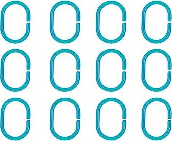 Spirella sada 12 ks kroužků na sprchové závěsy C-MINNOR, světle modrá, SAN plast