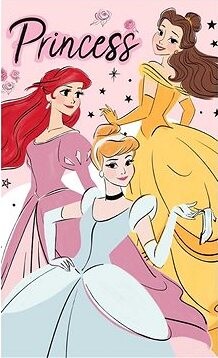 Carbotex Detský uterák Princess Popoluška Ariel a Belle 30 × 50 cm