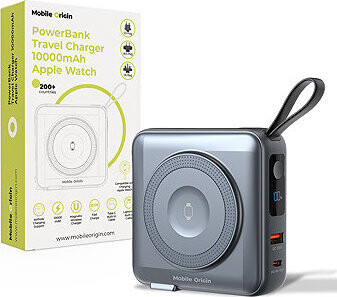 Mobile Origin Powerbank & Travel Charger Lightning/USB-C Cable MagSafe/AW/iPhone Compatible Grey