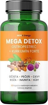MOVit Energy Mega Detox Pestrec mariánsky + Kurkumín FORTE, 60 kapsúl
