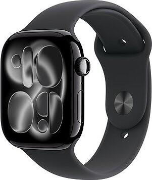 Apple Watch Series 11 46 mm Klavírny čierny hliník s čiernym športovým remienkom – M/L