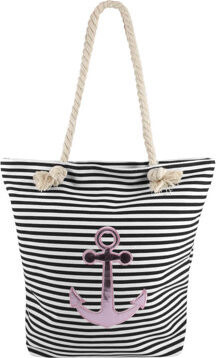 Textilomanie Plážová taška Anchor, čierno-biela