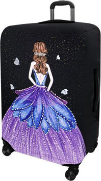 Kufryplus Obal na kufor Z032 Dáma v šatách II, fialový L