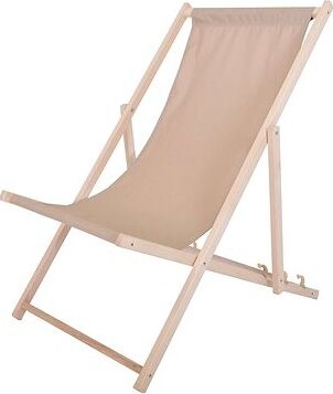 ROJAPLAST Záhradné lehátko drevené – prírodné, BAHAMA POLYESTER, béžové