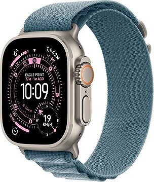 Apple Watch Ultra 3 49 mm Prírodný titán so svetlo modrým alpským ťahom – S