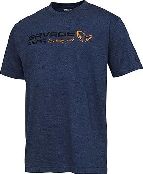 Savage Gear Signature Logo T-Shirt Blue Melange Veľkosť L