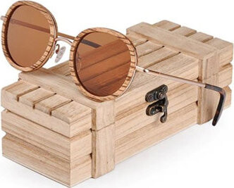 TEXTILOMANIE Slnečné okuliare drevené retro svetlé