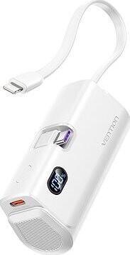 Vention LED Display 4 800 mAh Power Bank (USB-C + Lightning + USB-C) 22.5 W White Foldable USB-C Typ