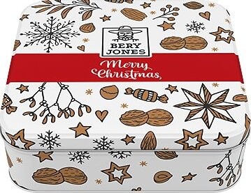 Bery Jones Vianočné pralinky mliečna čokoláda s lieskoorieškovým krémom a cereáliami v plechovej dóze 190 g