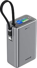 Swissten 25000 mAh cestovný s integrovaným káblom sivý