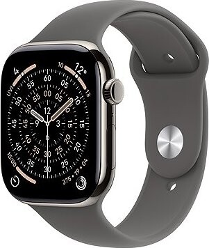 Apple Watch Series 11 Cellular 46 mm Prírodný titán s kamenno sivým športovým remienkom – M/L