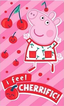 Carbotex Detský uterák Prasiatko Pepina ako čerešnička, 30 × 50 cm