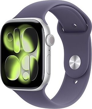 Apple Watch Series 11 Cellular 42 mm Strieborný hliník s hmlovo fialovým športovým remienkom – S/M