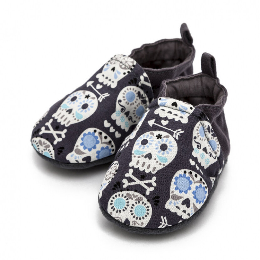 Textilné capáčky Liliputi Skully - sivé, XXS