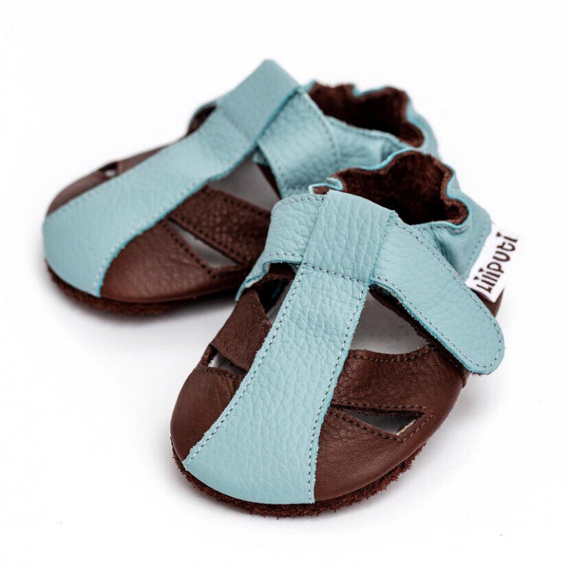 Kožené sandálky Liliputi Soft Sandals Mount Blanc - hnedé-modré, S