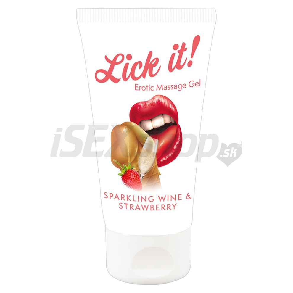 Lick it! - 2in1 masážny lubrikant - champagne-strawberry 50ml