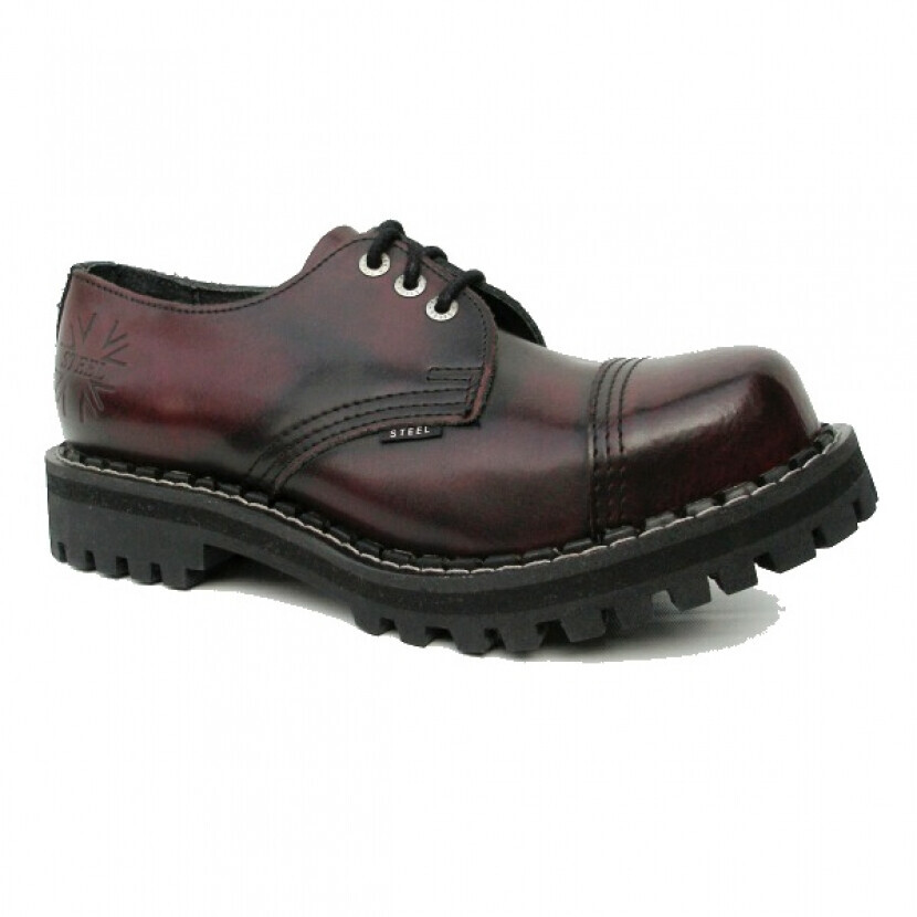Topánky Steel 3-dierkové - bordové stierané, 36