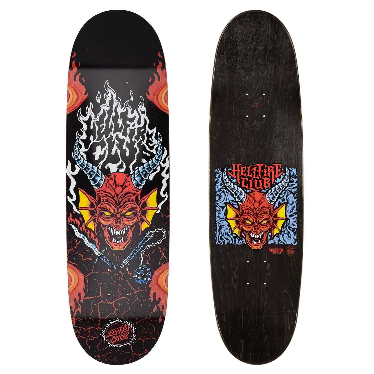 Santa Cruz Skateboards Stranger Things Hellfire Club Flames 9.00