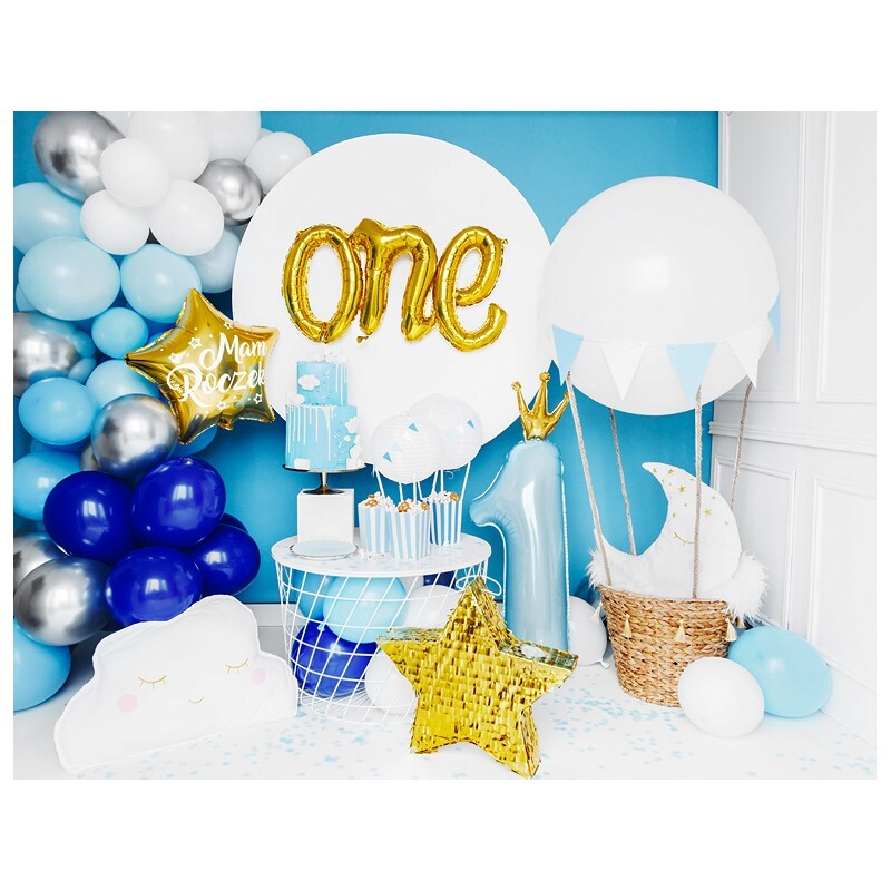 FB87M-011 Party Deco Fóliový balón - Číslo 1 s korunkou - modrý / ružový, 37x100 cm Chlapec