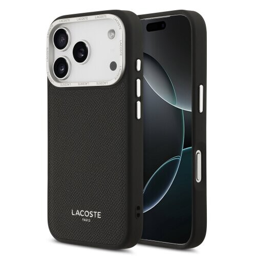 Lacoste PU Leather Champs Elysees MagSafe Zadní Kryt pro iPhone 17 Pro Black