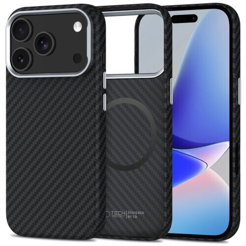 Puzdro Tech-Protect Ion Carbon iPhone 17 Pro - čierno-strieborné