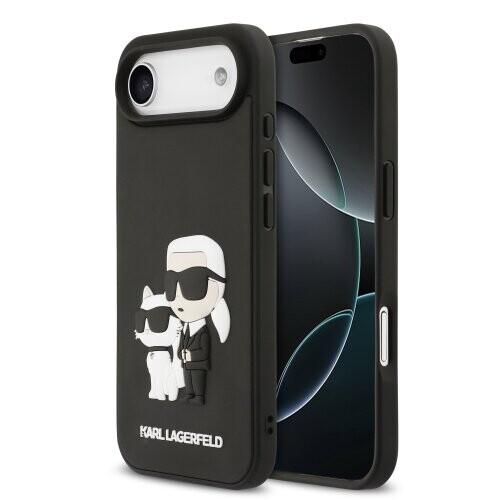 Karl Lagerfeld 3D Rubber Karl and Choupette Zadní Kryt pro iPhone Air Black