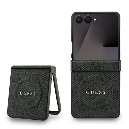 Guess PU Leather 4G Colored Ring Magnetic Zadní Kryt pro Samsung Galaxy Z Flip 7 Black