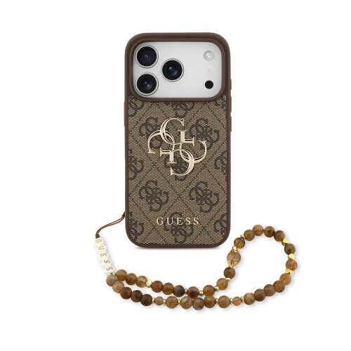 Guess PU 4G Metal Logo Strap Zadní Kryt pro iPhone 17 Pro Brown