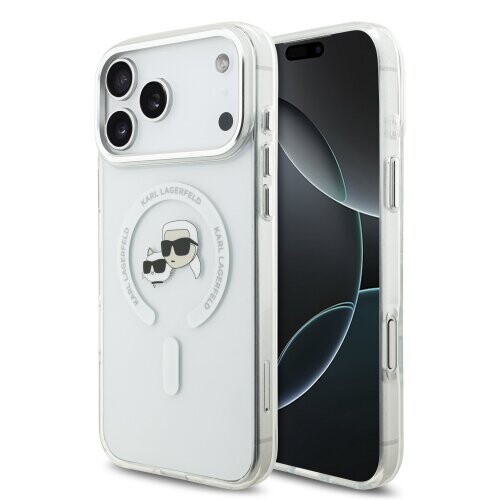 Karl Lagerfeld IML K&CH Heads Metal Frame MagSafe Zadní Kryt pro iPhone 17 Pro Max Transparent