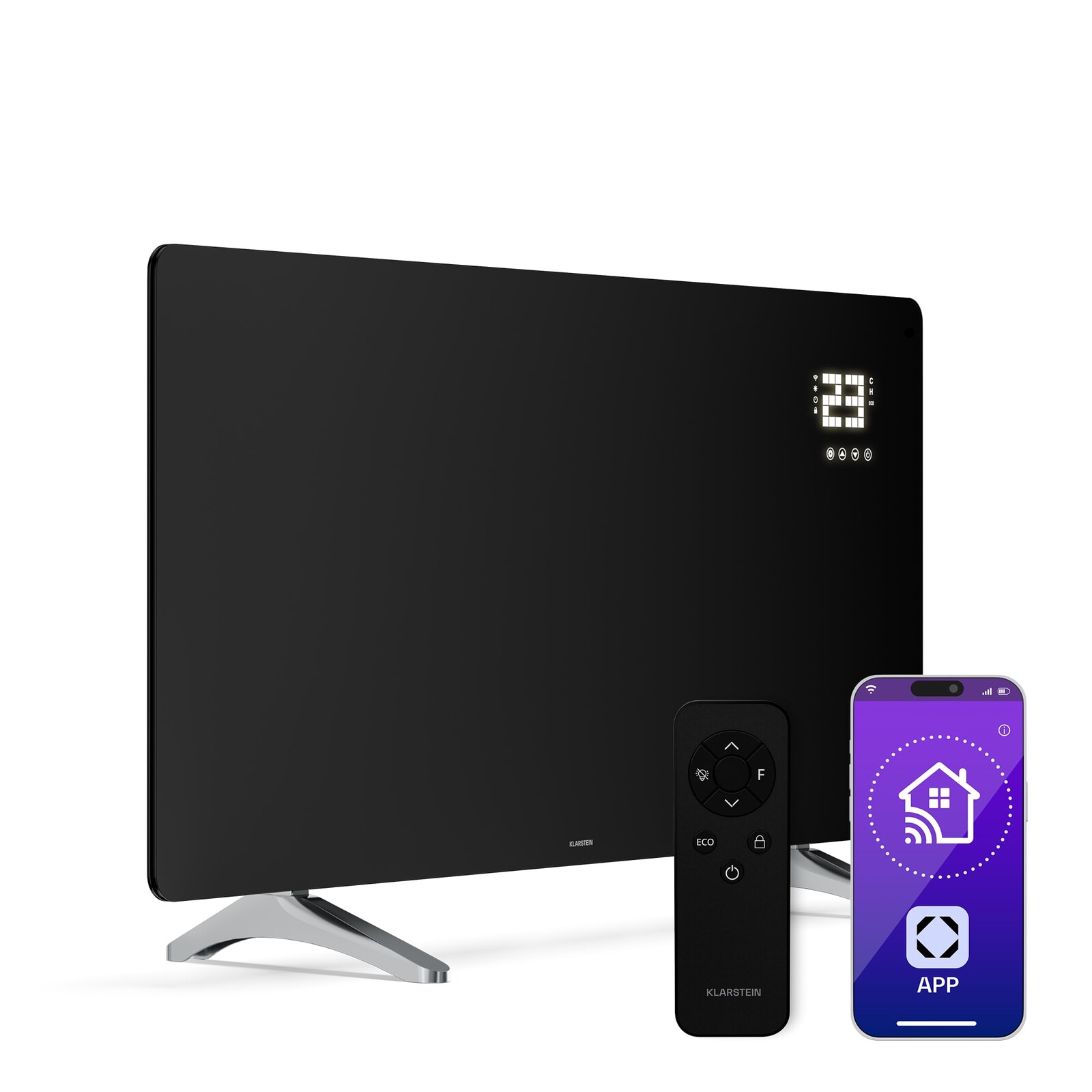 Klarstein Wonderglass infračervený panel | 720 W | 3 - 7 m² | Moderný sklenený dizajn | 120 cm x 68 cm